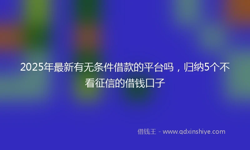 2025年最新有无条件借款的平台吗，归纳5个不看征信的借钱口子