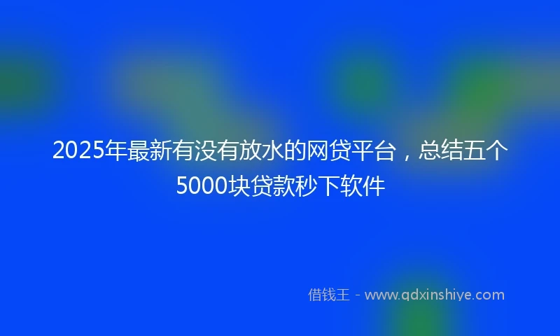 2025年最新有没有放水的网贷平台，总结五个5000块贷款秒下软件