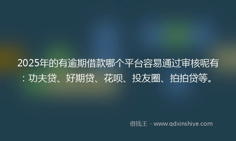 2025年的有逾期借款哪个平台容易通过审核呢有：功夫贷、好期贷、花呗、投友圈、拍拍贷等。