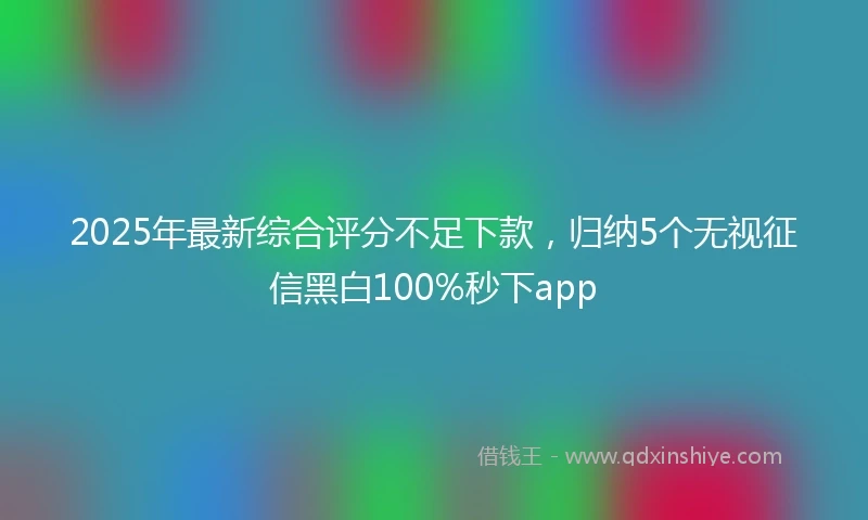 2025年最新综合评分不足下款，归纳5个无视征信黑白100%秒下app