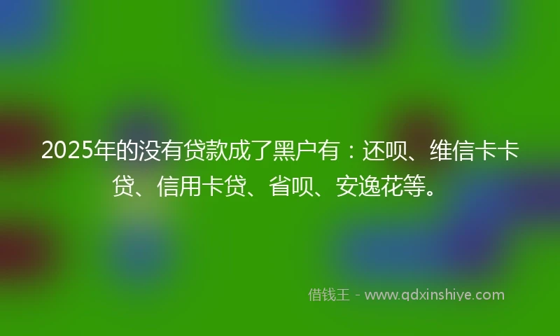 2025年的没有贷款成了黑户有：还呗、维信卡卡贷、信用卡贷、省呗、安逸花等。