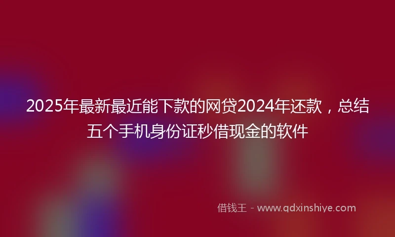2025年最新最近能下款的网贷2024年还款，总结五个手机身份证秒借现金的软件