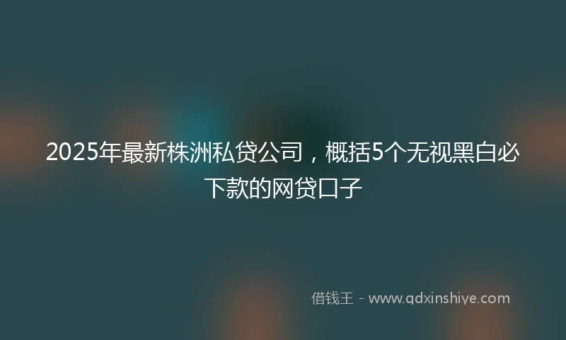 2025年最新株洲私贷公司，概括5个无视黑白必下款的网贷口子