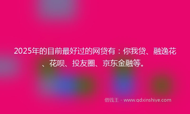 2025年的目前最好过的网贷有：你我贷、融逸花、花呗、投友圈、京东金融等。
