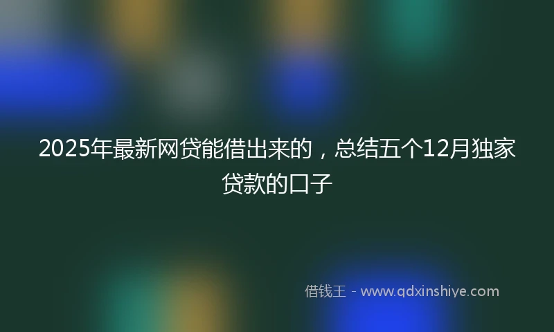 2025年最新网贷能借出来的，总结五个12月独家贷款的口子