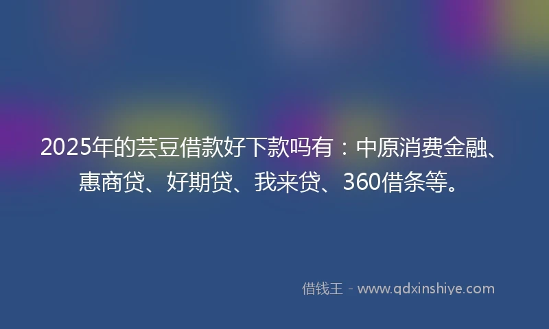 2025年的芸豆借款好下款吗有：中原消费金融、惠商贷、好期贷、我来贷、360借条等。