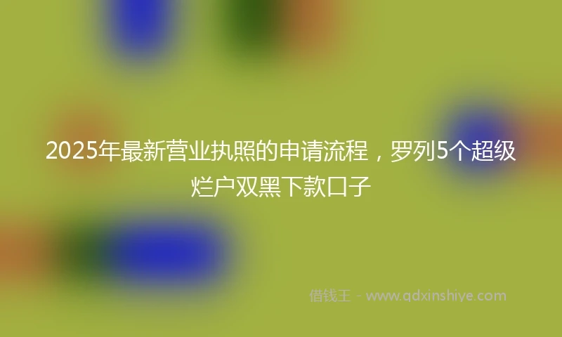 2025年最新营业执照的申请流程，罗列5个超级烂户双黑下款口子