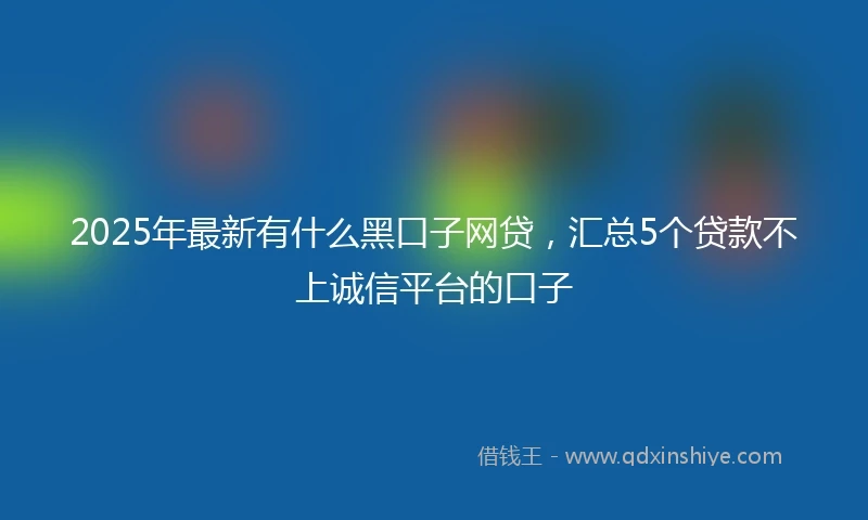 2025年最新有什么黑口子网贷，汇总5个贷款不上诚信平台的口子