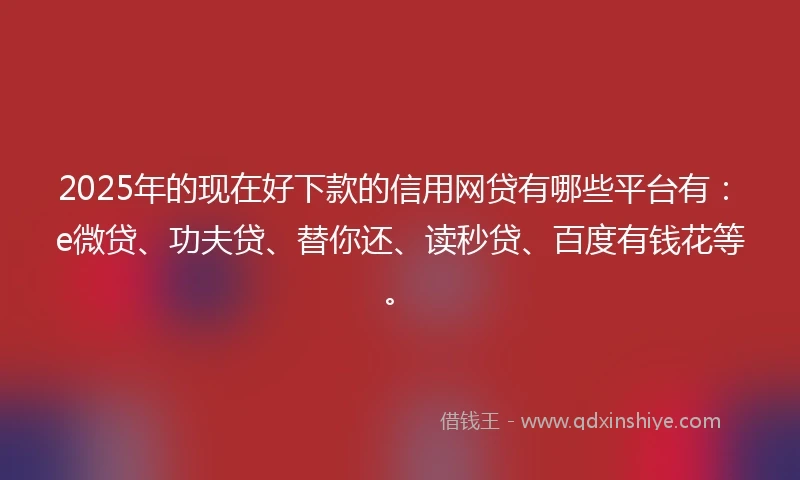 2025年的现在好下款的信用网贷有哪些平台有：e微贷、功夫贷、替你还、读秒贷、百度有钱花等。