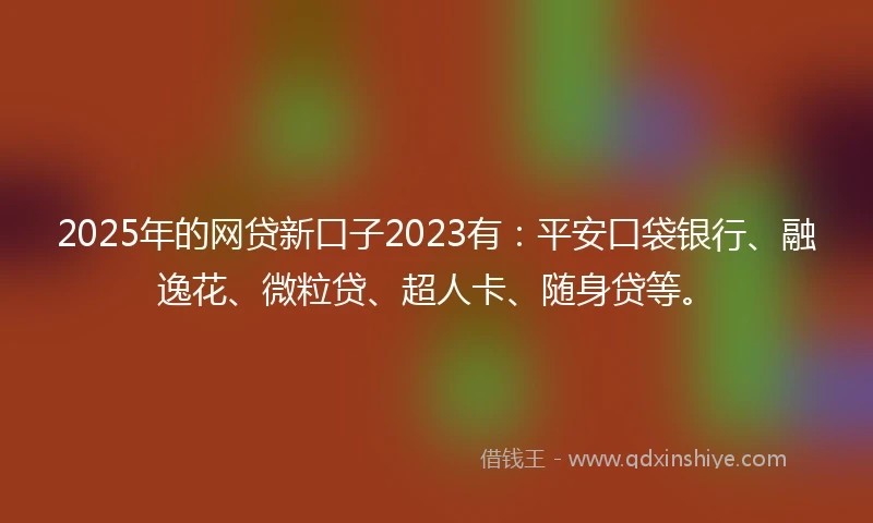 2025年的网贷新口子2023有：平安口袋银行、融逸花、微粒贷、超人卡、随身贷等。