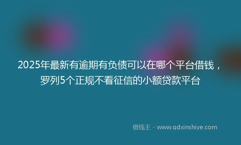 2025年最新有逾期有负债可以在哪个平台借钱，罗列5个正规不看征信的小额贷款平台