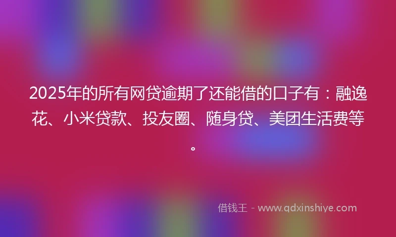 2025年的所有网贷逾期了还能借的口子有：融逸花、小米贷款、投友圈、随身贷、美团生活费等。