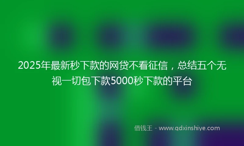 2025年最新秒下款的网贷不看征信，总结五个无视一切包下款5000秒下款的平台