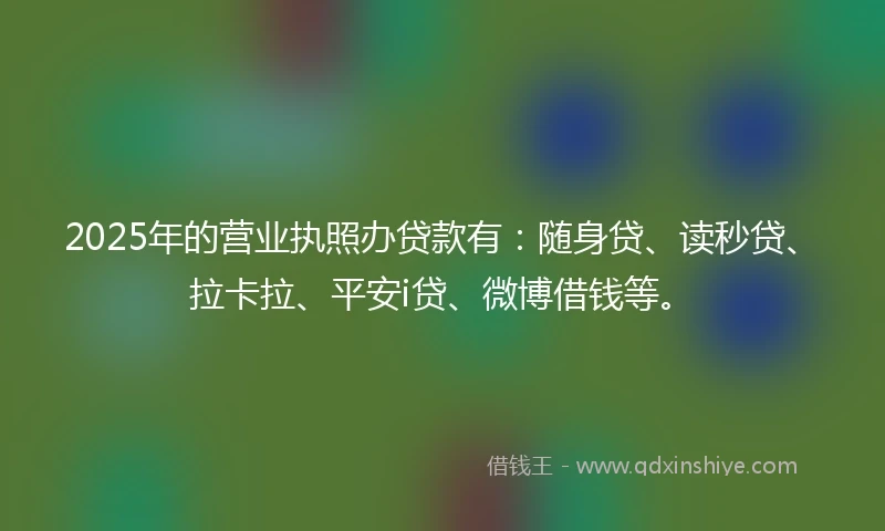2025年的营业执照办贷款有：随身贷、读秒贷、拉卡拉、平安i贷、微博借钱等。