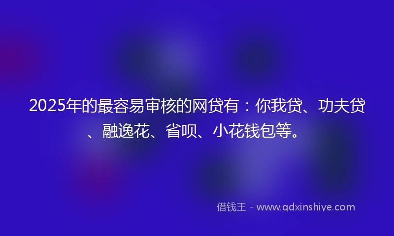 2025年的最容易审核的网贷有：你我贷、功夫贷、融逸花、省呗、小花钱包等。