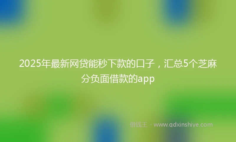 2025年最新网贷能秒下款的口子，汇总5个芝麻分负面借款的app