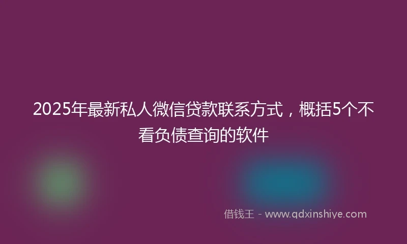 2025年最新私人微信贷款联系方式，概括5个不看负债查询的软件