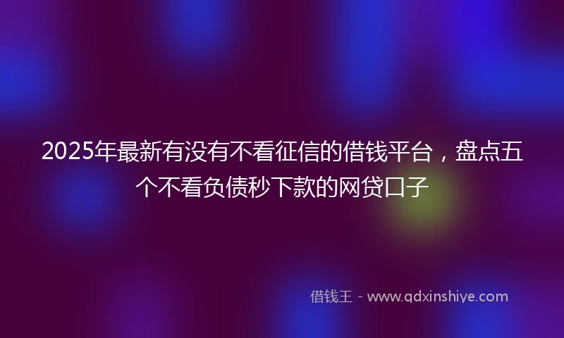2025年最新有没有不看征信的借钱平台，盘点五个不看负债秒下款的网贷口子