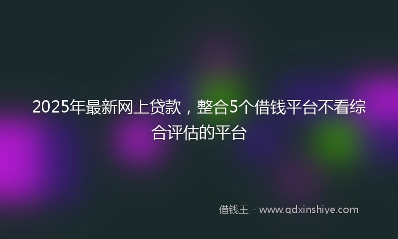 2025年最新网上贷款，整合5个借钱平台不看综合评估的平台