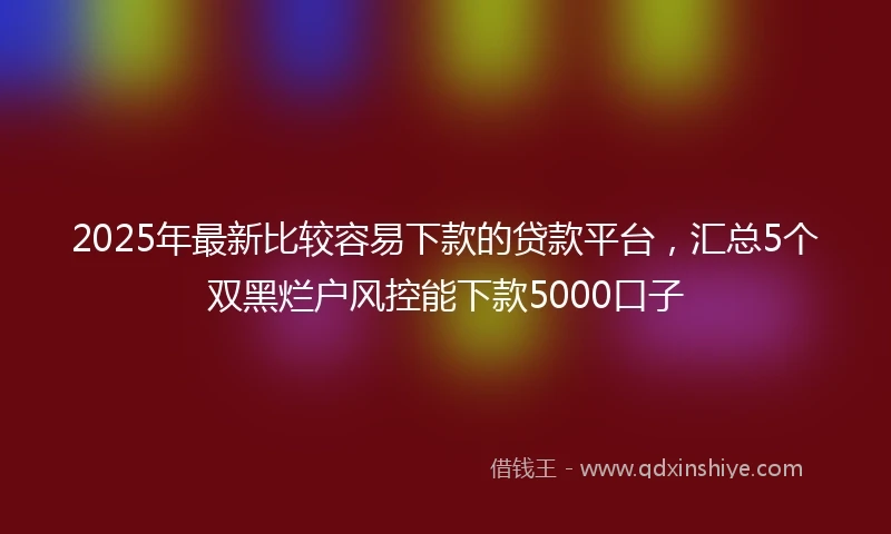 2025年最新比较容易下款的贷款平台，汇总5个双黑烂户风控能下款5000口子