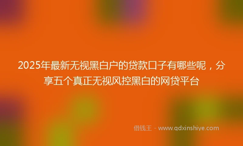 2025年最新无视黑白户的贷款口子有哪些呢，分享五个真正无视风控黑白的网贷平台