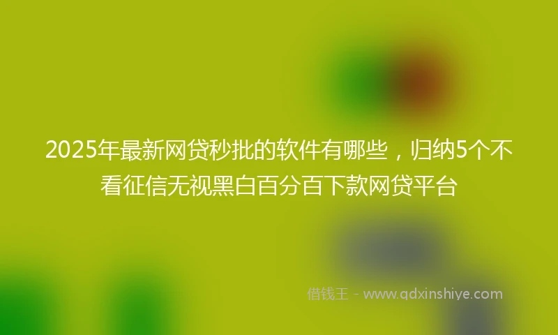 2025年最新网贷秒批的软件有哪些，归纳5个不看征信无视黑白百分百下款网贷平台
