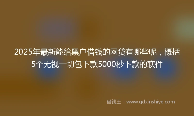 2025年最新能给黑户借钱的网贷有哪些呢，概括5个无视一切包下款5000秒下款的软件