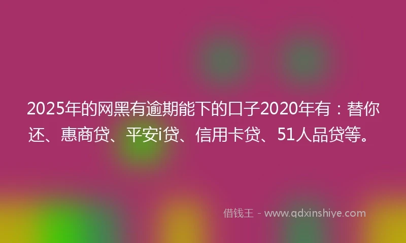 2025年的网黑有逾期能下的口子2020年有：替你还、惠商贷、平安i贷、信用卡贷、51人品贷等。