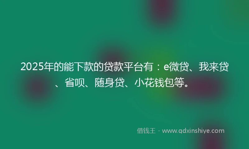 2025年的能下款的贷款平台有：e微贷、我来贷、省呗、随身贷、小花钱包等。