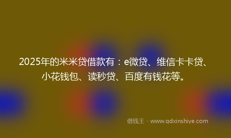 2025年的米米贷借款有：e微贷、维信卡卡贷、小花钱包、读秒贷、百度有钱花等。