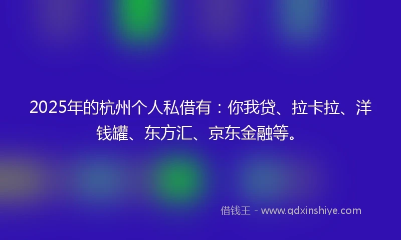 2025年的杭州个人私借有：你我贷、拉卡拉、洋钱罐、东方汇、京东金融等。
