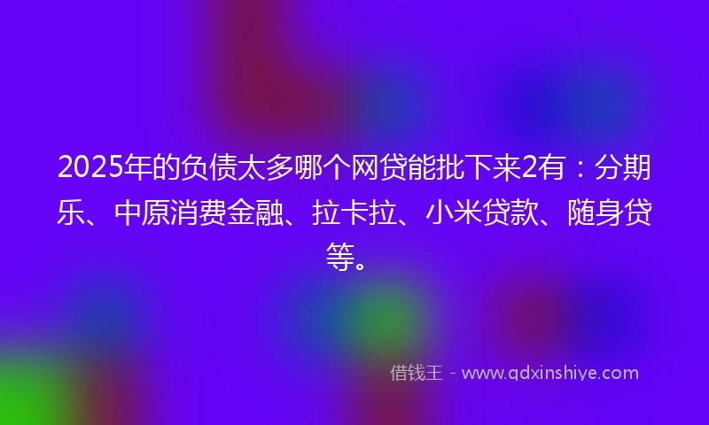 2025年的负债太多哪个网贷能批下来2有：分期乐、中原消费金融、拉卡拉、小米贷款、随身贷等。