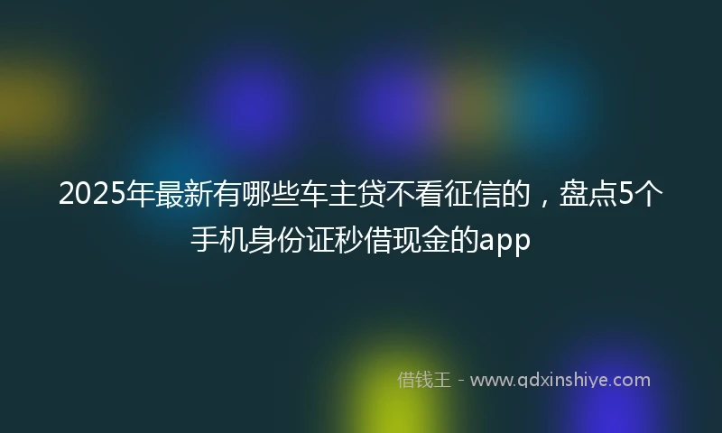 2025年最新有哪些车主贷不看征信的，盘点5个手机身份证秒借现金的app