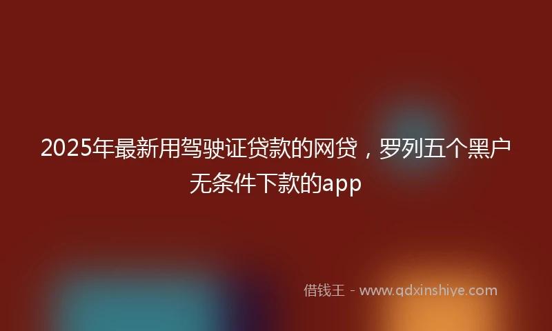 2025年最新用驾驶证贷款的网贷，罗列五个黑户无条件下款的app