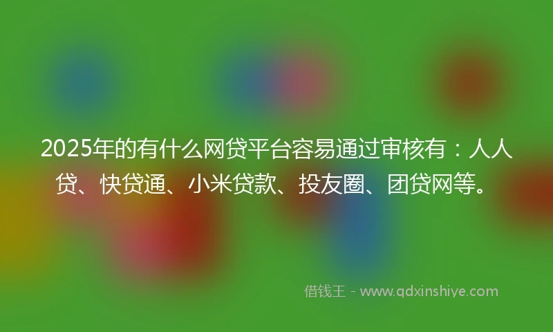 2025年的有什么网贷平台容易通过审核有：人人贷、快贷通、小米贷款、投友圈、团贷网等。