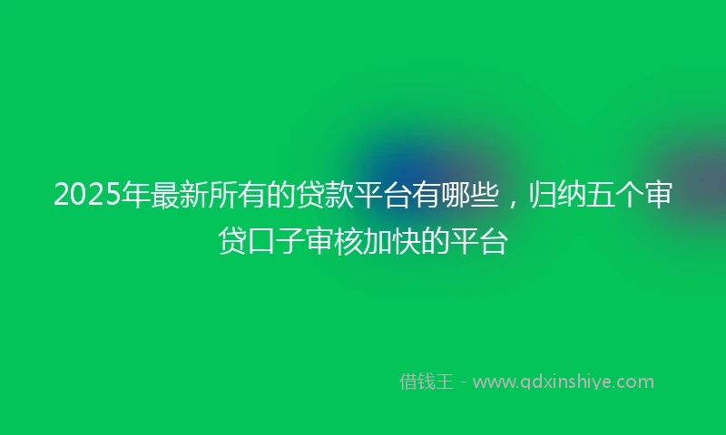 2025年最新所有的贷款平台有哪些，归纳五个审贷口子审核加快的平台