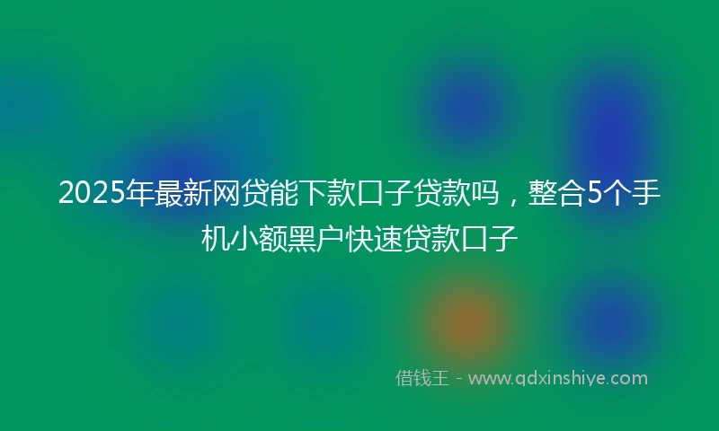 2025年最新网贷能下款口子贷款吗，整合5个手机小额黑户快速贷款口子