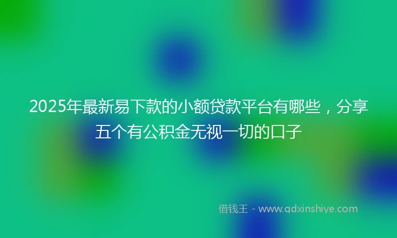 2025年最新易下款的小额贷款平台有哪些，分享五个有公积金无视一切的口子