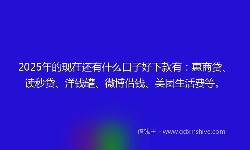 2025年的现在还有什么口子好下款有：惠商贷、读秒贷、洋钱罐、微博借钱、美团生活费等。