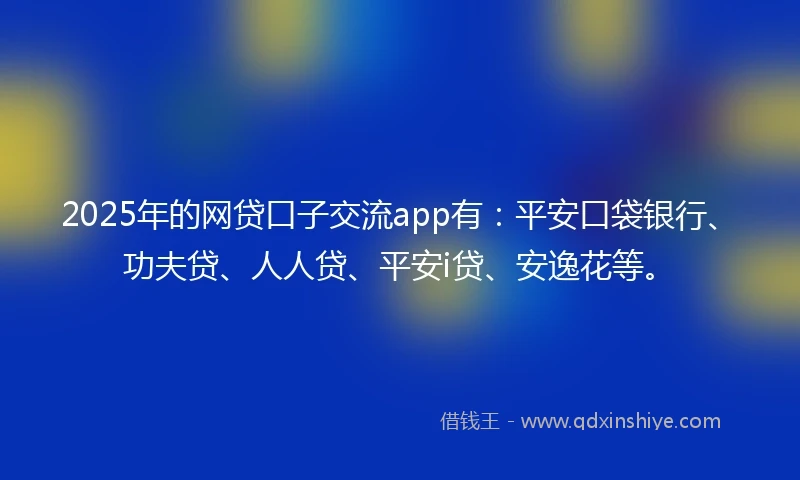 2025年的网贷口子交流app有：平安口袋银行、功夫贷、人人贷、平安i贷、安逸花等。
