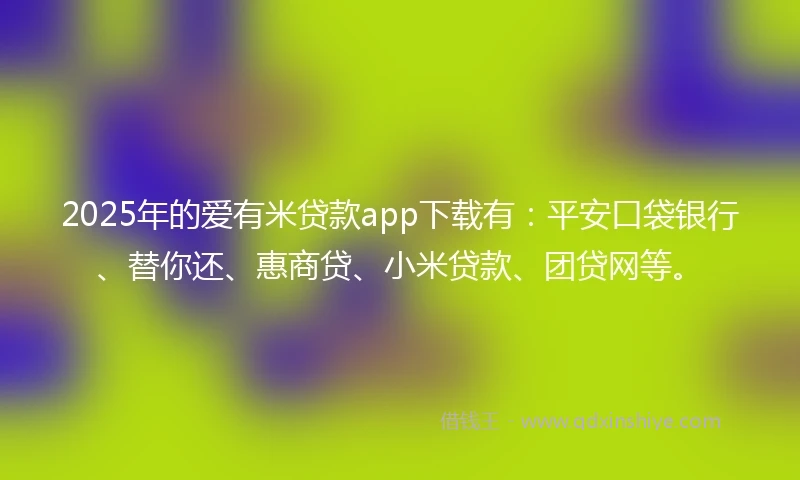 2025年的爱有米贷款app下载有：平安口袋银行、替你还、惠商贷、小米贷款、团贷网等。