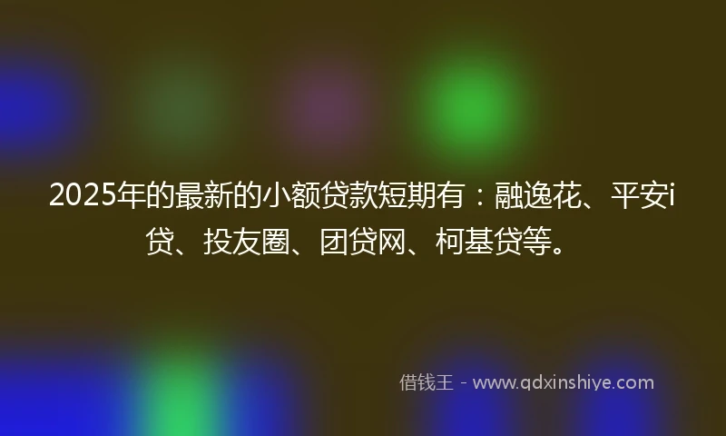 2025年的最新的小额贷款短期有：融逸花、平安i贷、投友圈、团贷网、柯基贷等。