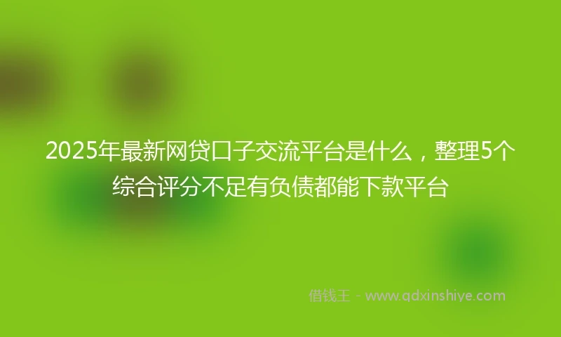2025年最新网贷口子交流平台是什么，整理5个综合评分不足有负债都能下款平台