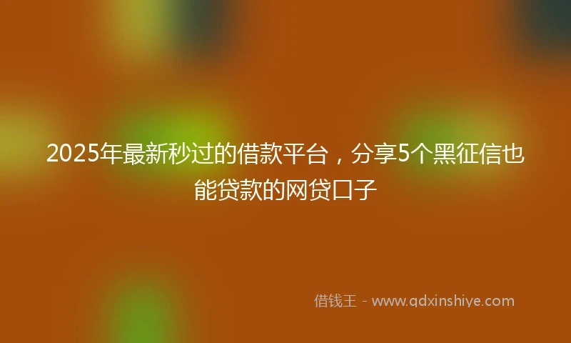 2025年最新秒过的借款平台，分享5个黑征信也能贷款的网贷口子