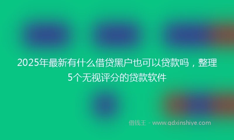 2025年最新有什么借贷黑户也可以贷款吗，整理5个无视评分的贷款软件