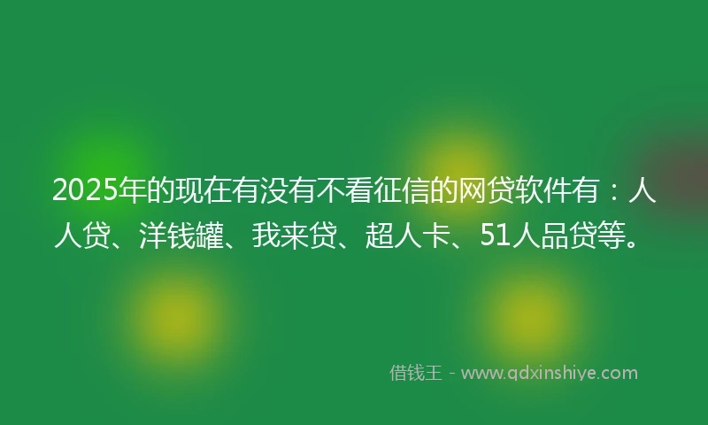 2025年的现在有没有不看征信的网贷软件有：人人贷、洋钱罐、我来贷、超人卡、51人品贷等。