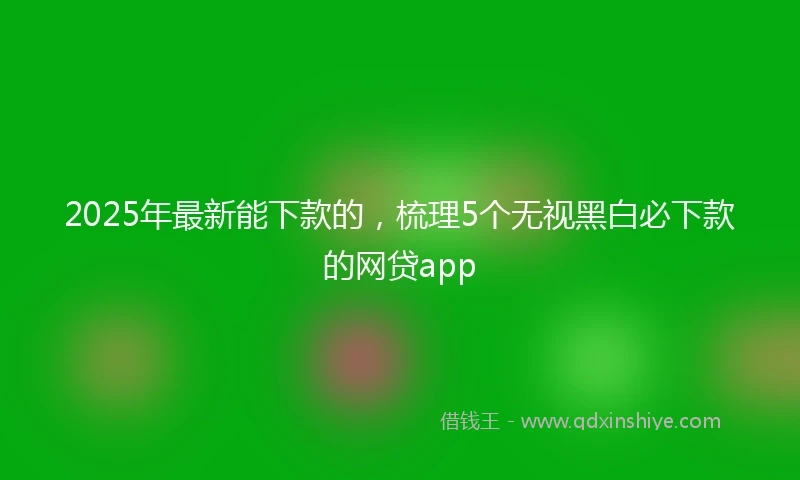 2025年最新能下款的，梳理5个无视黑白必下款的网贷app