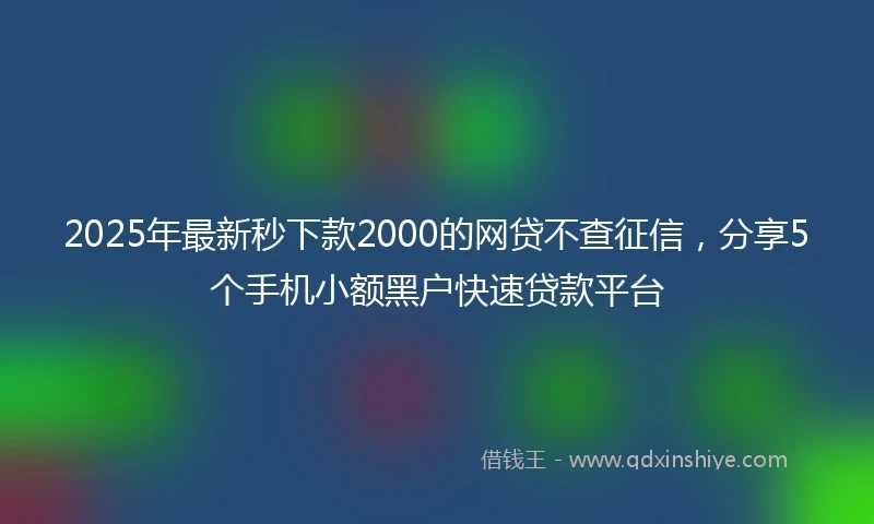 2025年最新秒下款2000的网贷不查征信，分享5个手机小额黑户快速贷款平台