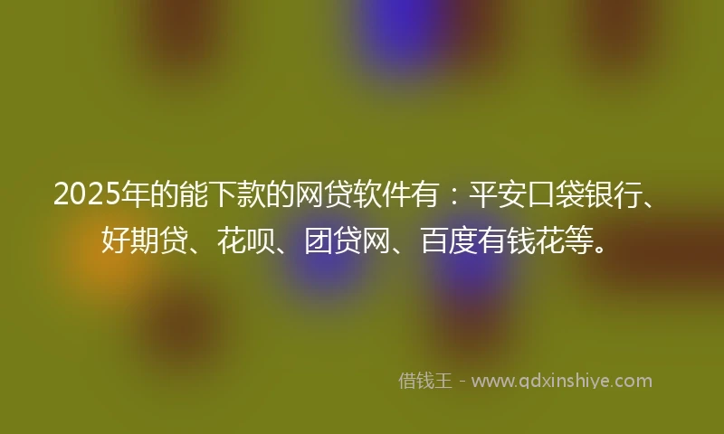 2025年的能下款的网贷软件有：平安口袋银行、好期贷、花呗、团贷网、百度有钱花等。