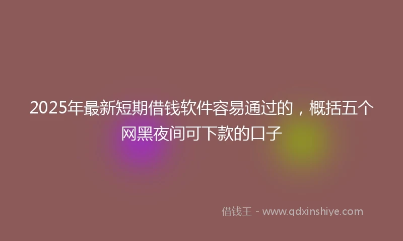 2025年最新短期借钱软件容易通过的，概括五个网黑夜间可下款的口子